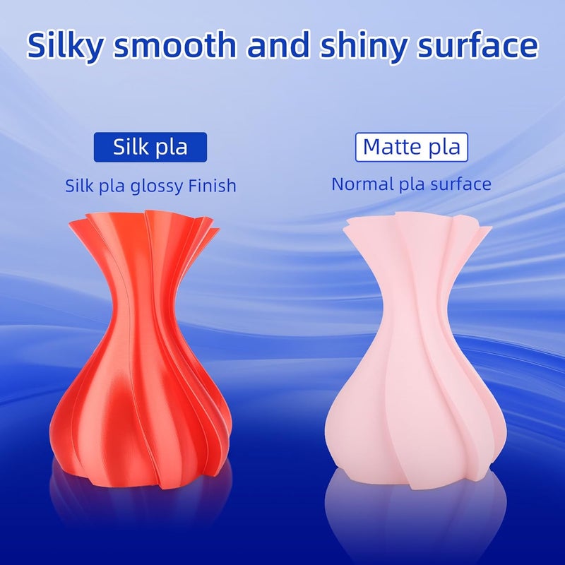 3DHoJor Silk PLA Filament 1.75mm, PLA Filament 1.75mm Silk Shiny 3D Printer Filament, 1kg*2 Cardboard Spool, Dimensional Accuracy +/- 0.03 mm, Fit Most FDM Printer(Silk Red+Blue) - Image 2
